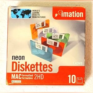 Imation Neon MAC Formatted 2 HD 1.4 MB 3.5" Diskettes 9 Pack.